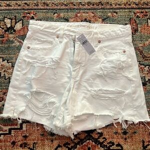 NWT American eagle white denim jean shorts, distress, highest rise baggy short